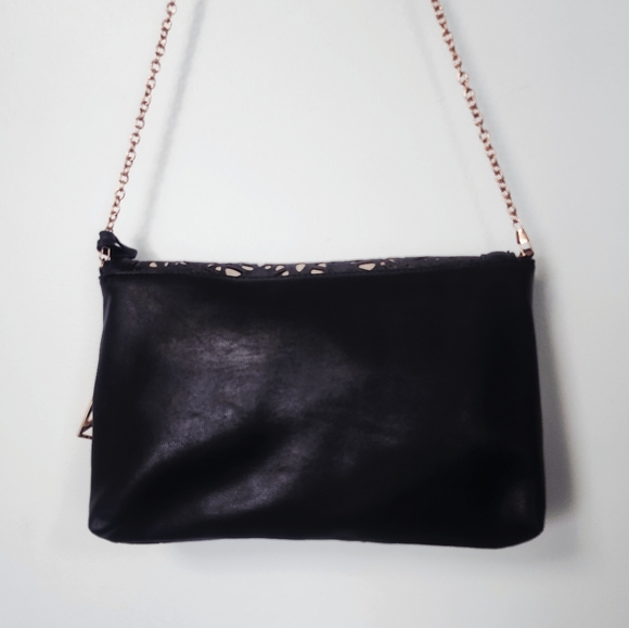Attitude Envelope Clutch Black & Rose Gold Chain Strap - Picture 13 of 16